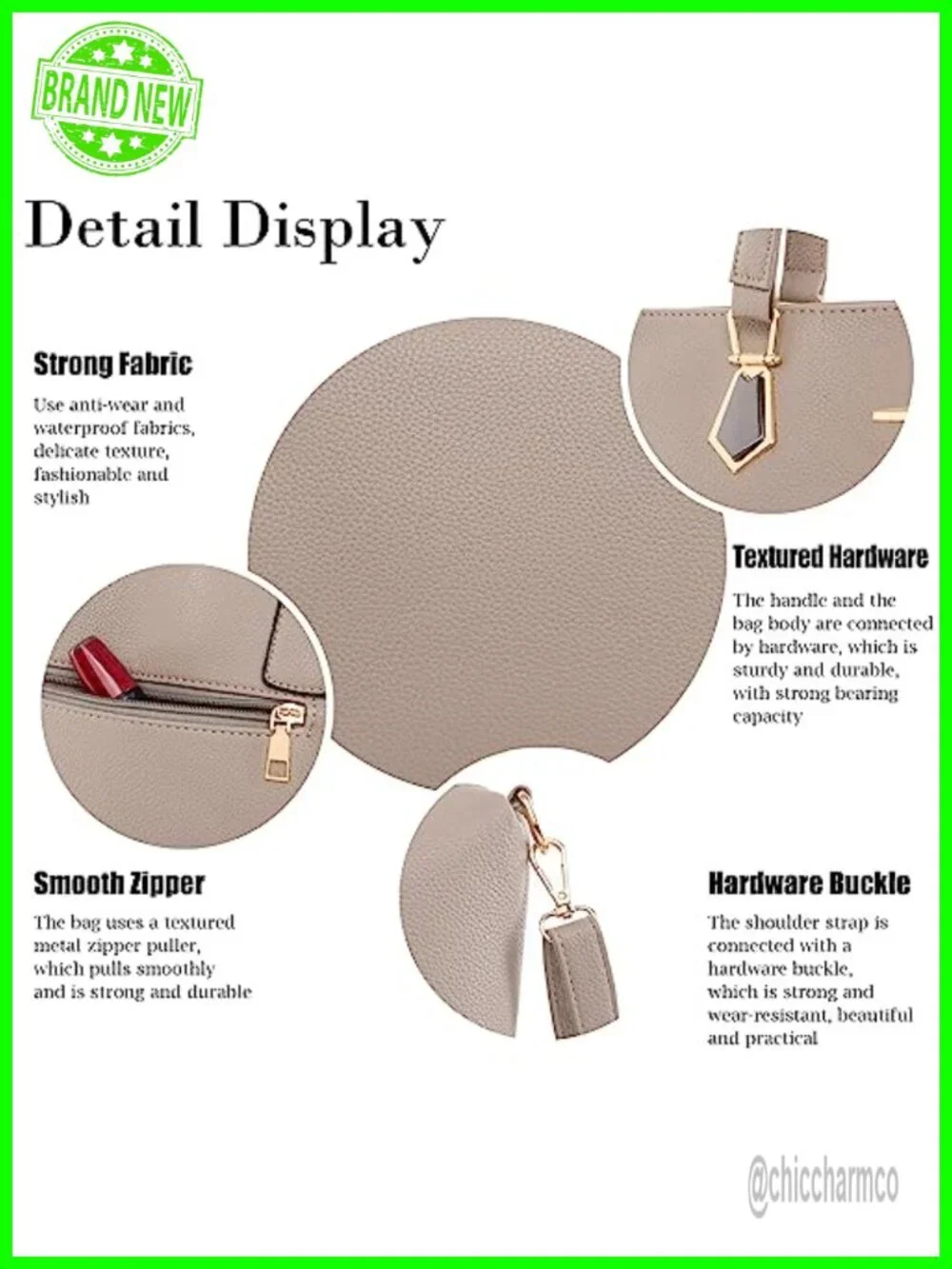 Synthetic Leather Tote Crossbody Satchel Purse Set 6pcs with Clutch Card Holder